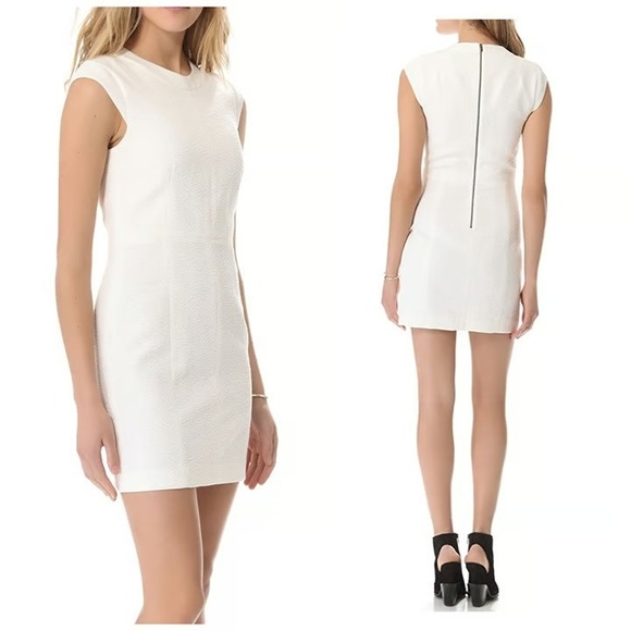 Theory Women's White Minimalist Sophisticated Cap Sleeve Shift Dress Size 8 - Picture 1 of 11